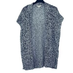 Eileen Fisher Women's Small Cardigan Open Front Knit Side Slits Short Sleeve